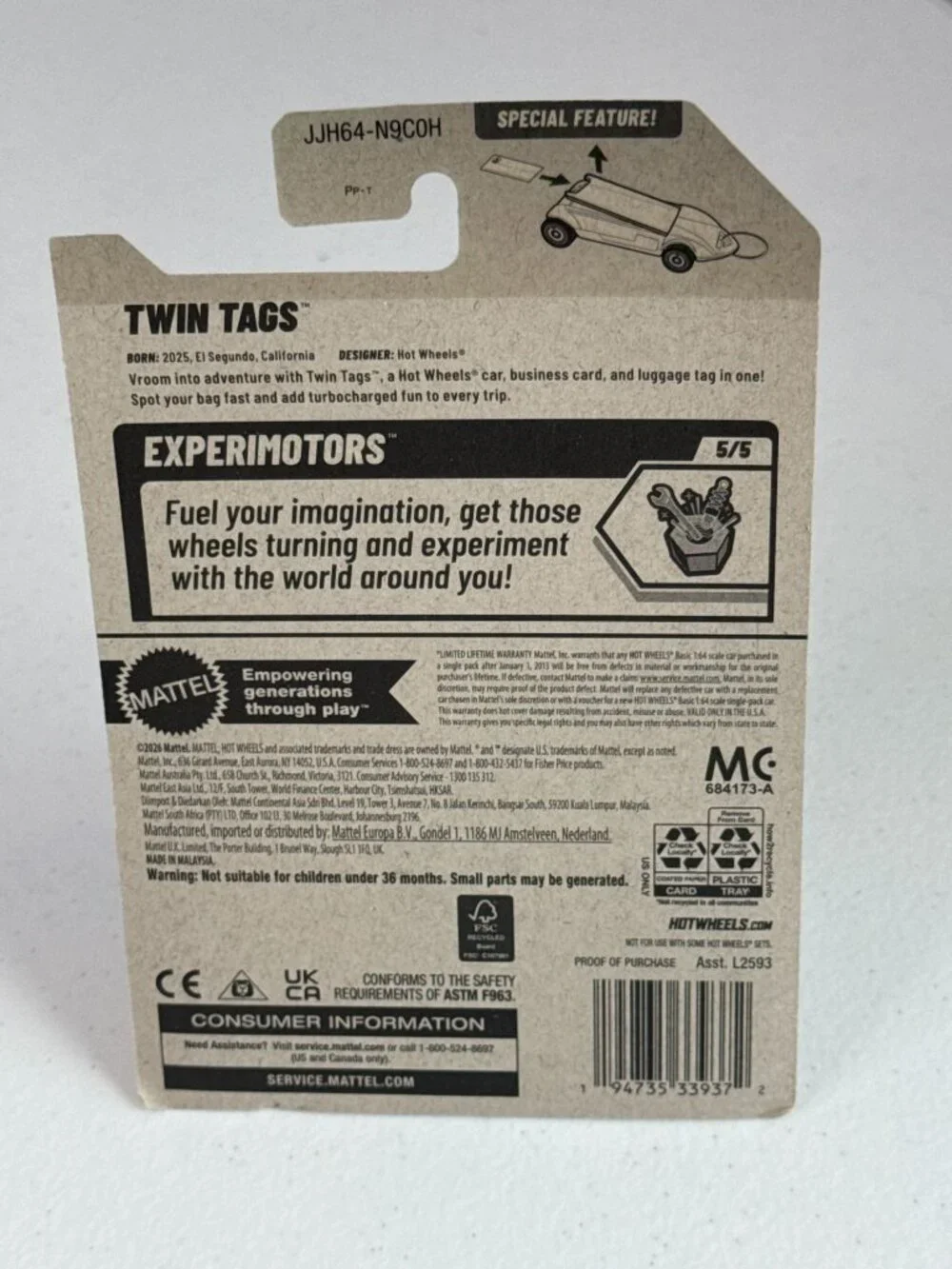 Hot Wheels Twin Tags Experimotors New for 2026 Diecast Car